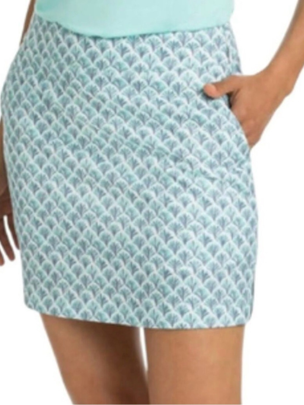 Vineyard Vines Performance Tennis Golf Skort Skirt Green Print White Size 8